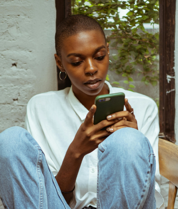 seeking-treatment woman on cell phone