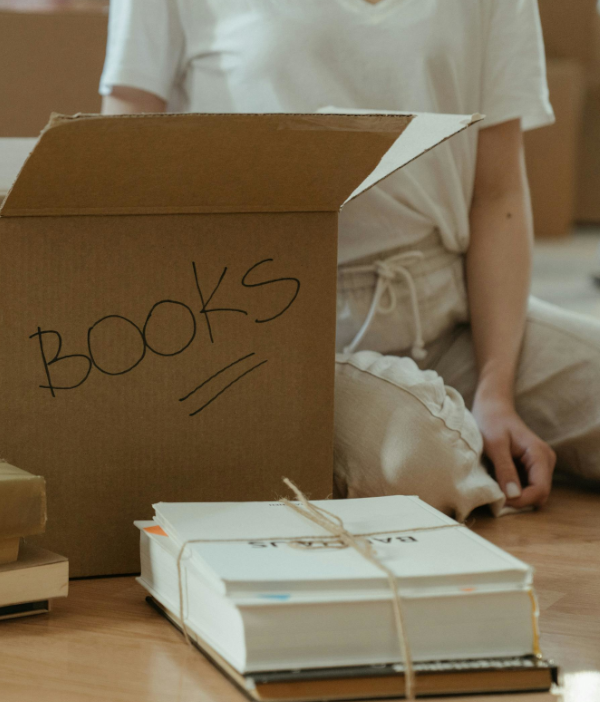 open box labeled books